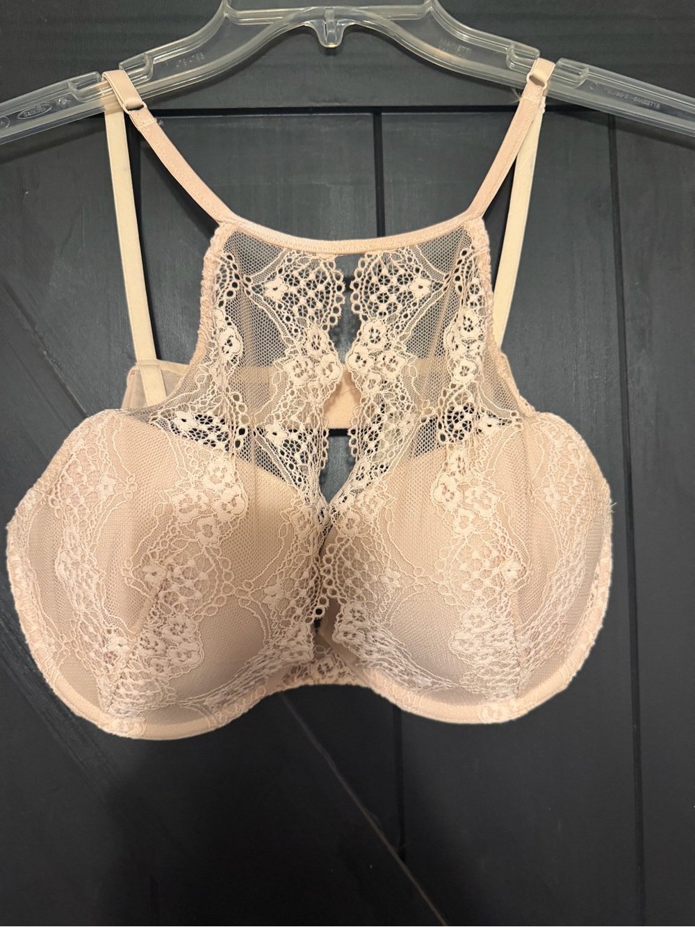 Adore Me Lace High-Neck Bra in Pale Pink